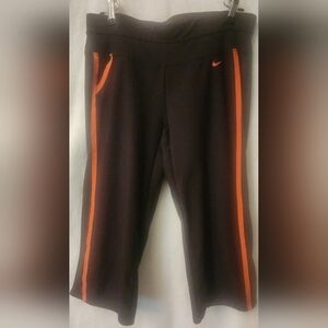 Nike FitDry Capri - black with orange accents with small pocket
